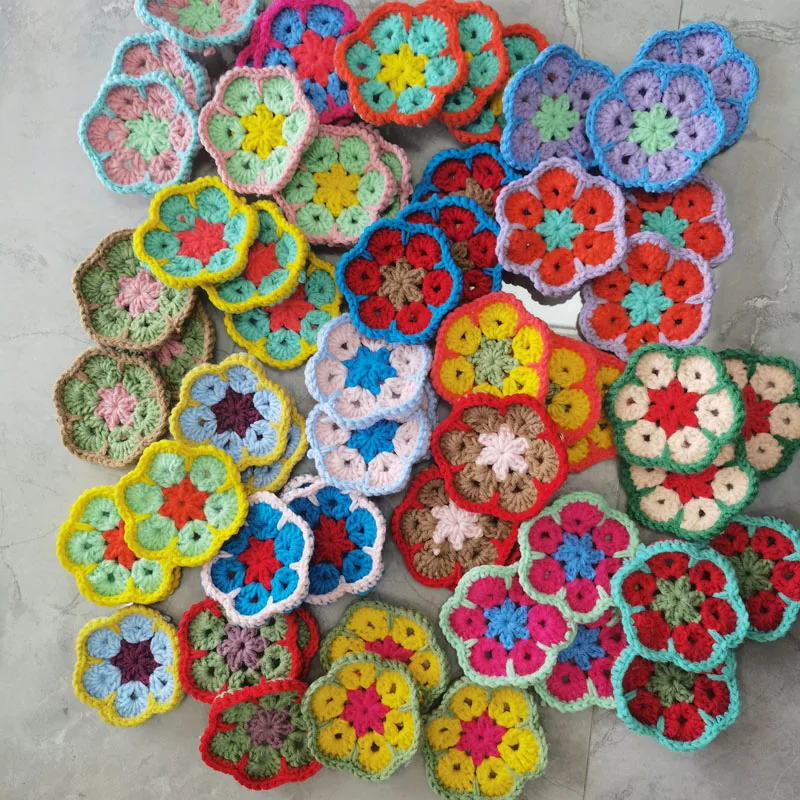

DIY Crochet Coaster Handmade Crochet Doilies Table Decor Placemat Clothes Wool Accessories Patch Dress Applique 9.5cm 30pcs/lot