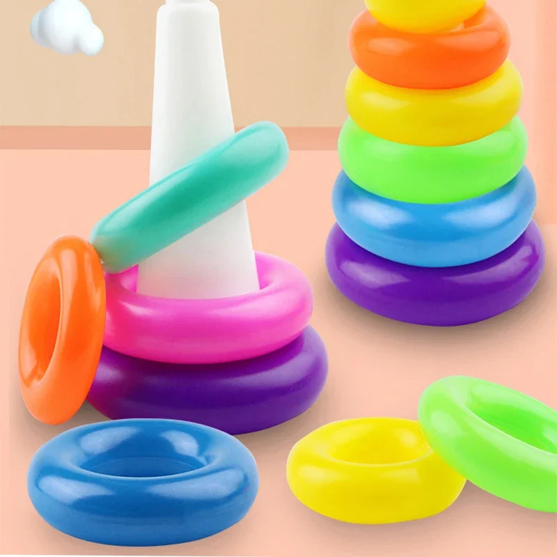 Dinosaur Stacking Toys Rainbow Stacking Ring Tower Pyramid Tower Cup Montessori Educational Baby Toy Beach Pool Toy educational toys stacking puzzle toys stacking toys dinosaur toys