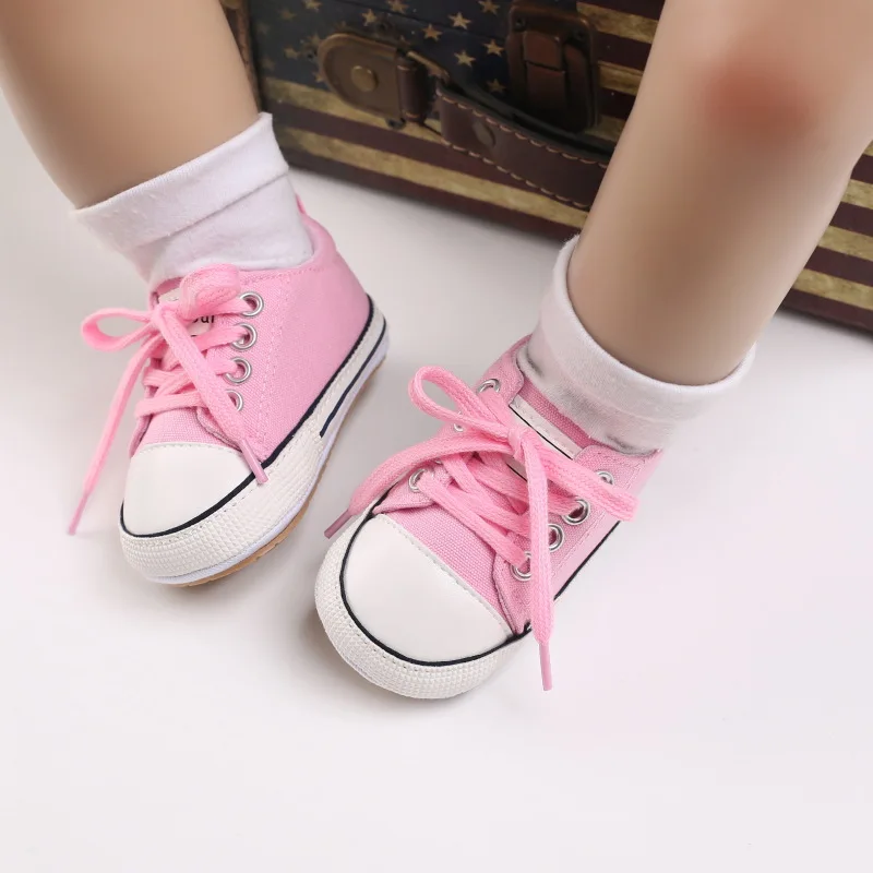 Meckior Baby Turnschuhe Baby Jungen Mädchen Leinwand Schuhe rutsch feste Gummis ohle bequeme weiche Unisex Baby Basketballs chuhe 0-18m – Detail 18