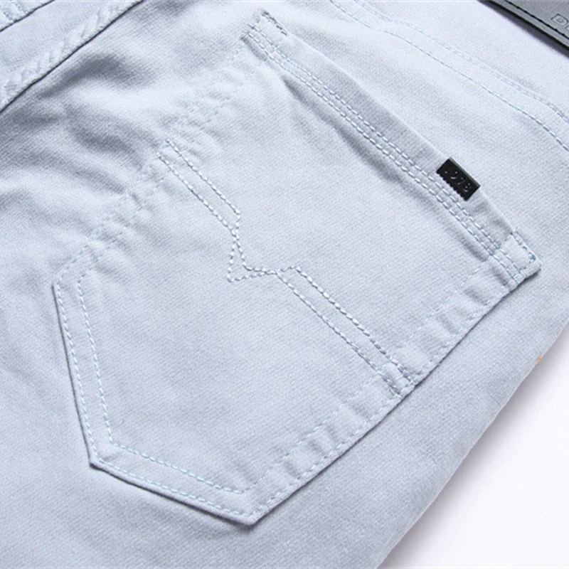 Solid Color Men's Fashion Slim Stretch Jeans High Street Casual Streetwear Autumn Hip Hop Mid-Waisted Trousers 4