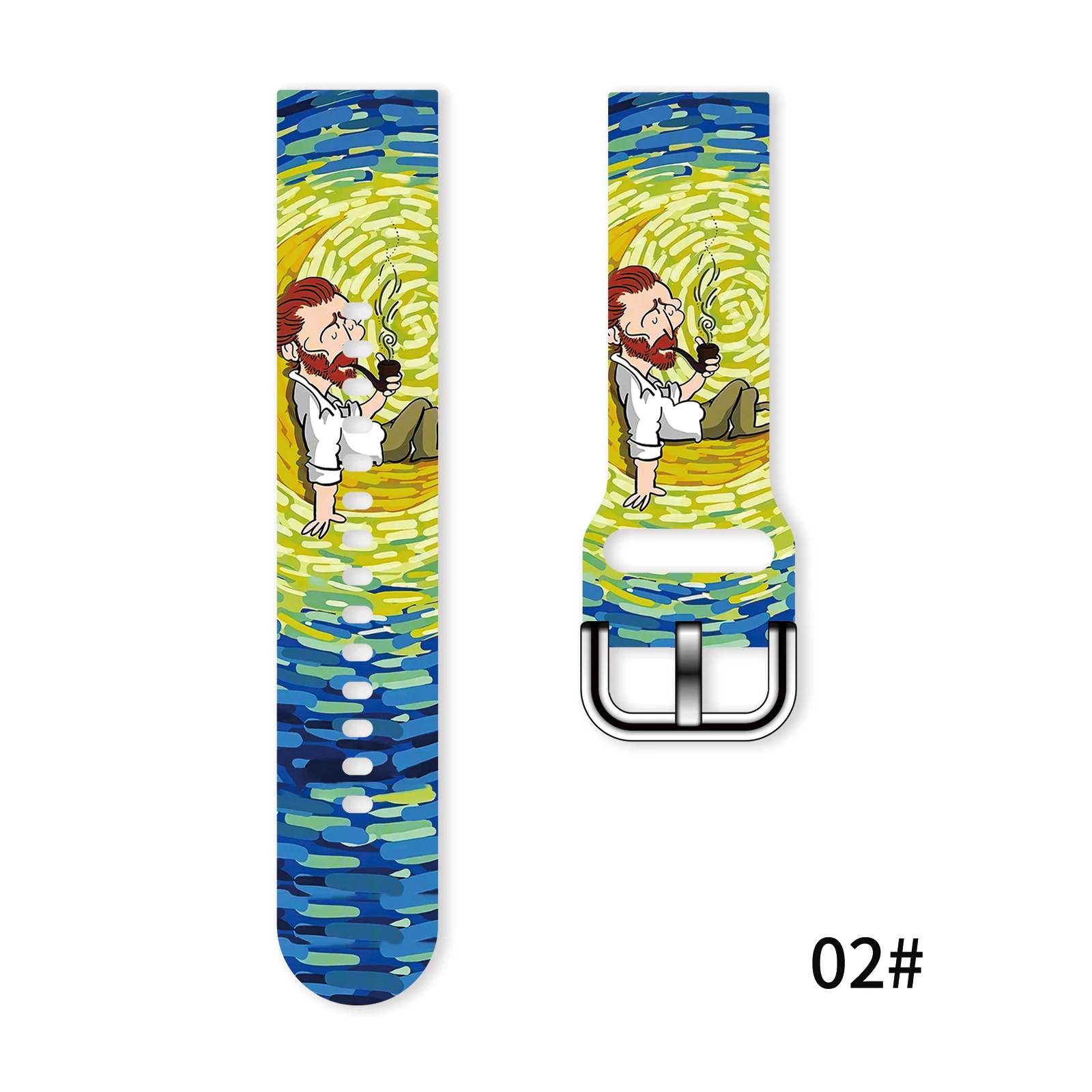 20 ミリメートル 22 ミリメートルゴッホプリントストラップサムスンギャラクシーウォッチ 7/6/5 40 ミリメートル 44 ミリメートルバンド交換可能なブレスレット Xiaomi Amazfit 時計バンド