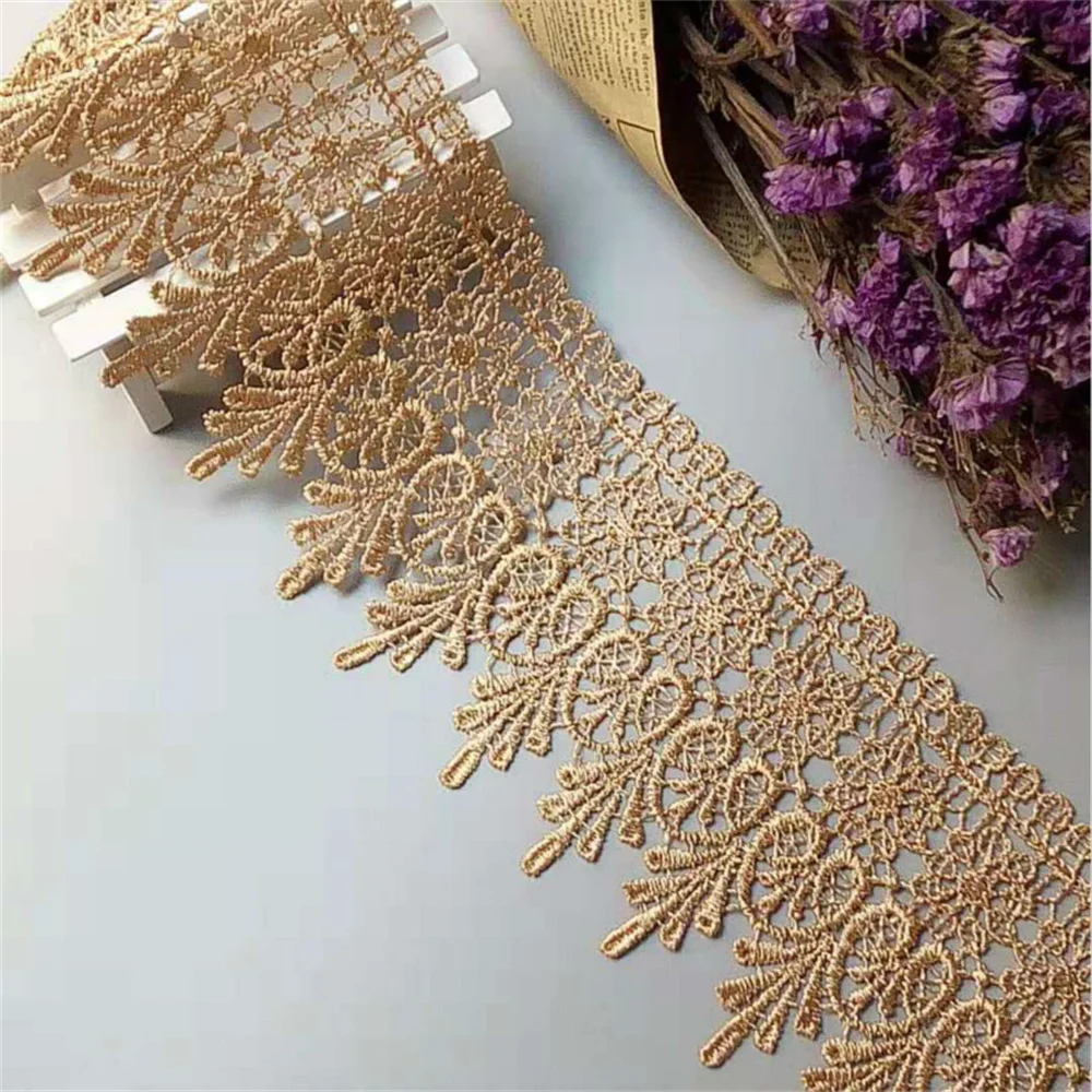 2 Yards 10 cm Lace Ribbon Trims Costume Trimmings Dress Applique Polyester DIY Crafts Sewing Fabric lace ribbon lace garment accessories lace sewing supplies lace sewing accessories lace accessories lace decoration Cream Brown Gray Gold