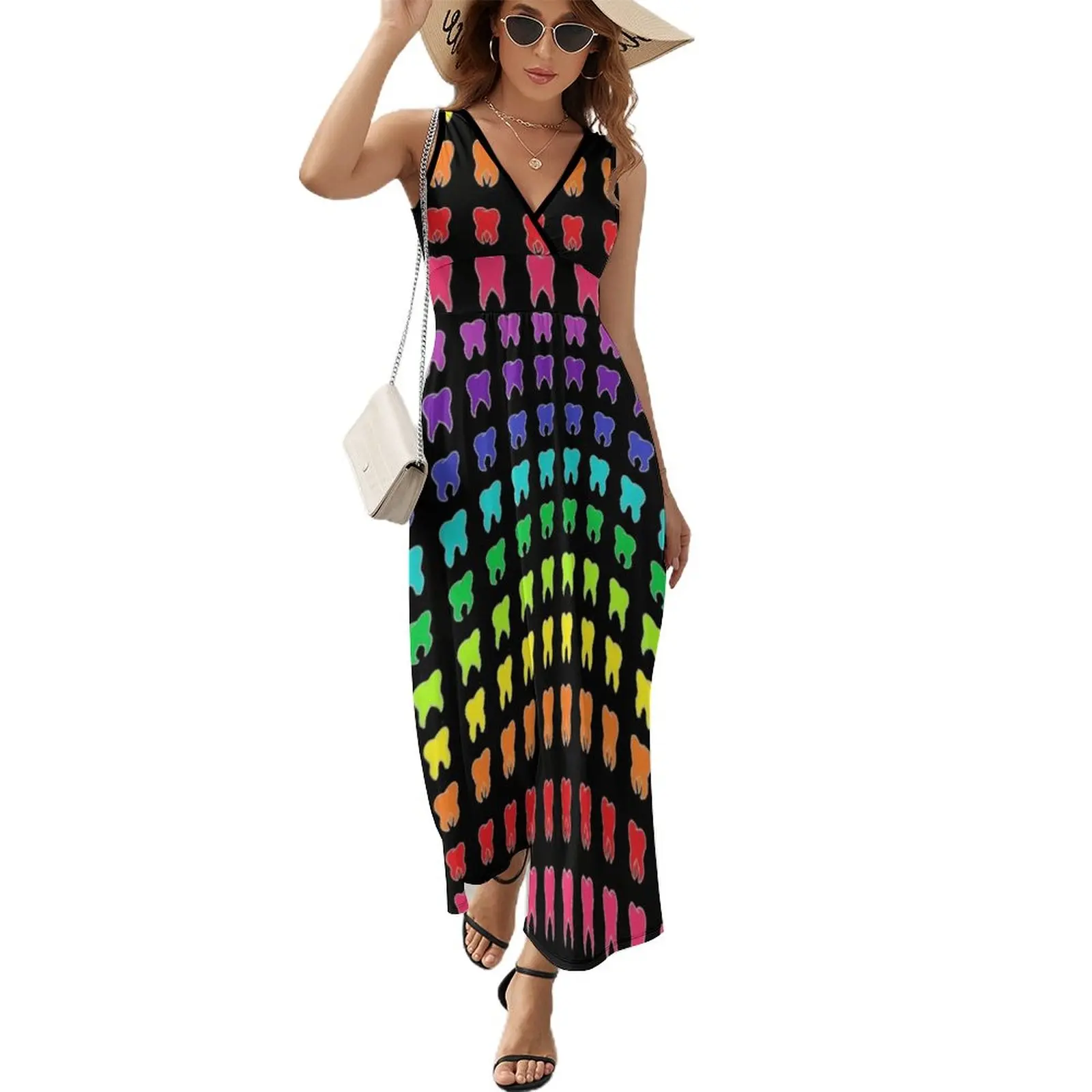 

Rainbow Teeth Sleeveless Dress Women's long dress Bridesmaid dress woman wedding dresses for woman