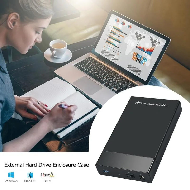 Enclosure HDD Case 3.5'' 2.5'' SATA To USB 3.0 External Hard Drive Enclosure 6Gbps 22TB HDD Box Case Support US/UK/EU Plug