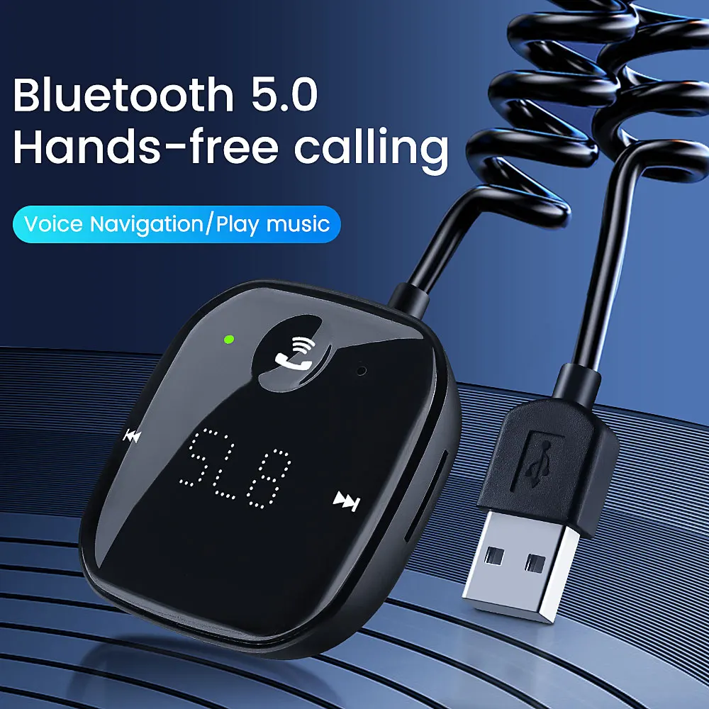 Comprar Adaptador USB Bluetooth 5,1 para coche, transmisor FM, reproductor  de música, receptor, llamada manos libres, alimentación USB, Kit de coche,  Audio inalámbrico automático para coche, Radio Fm
