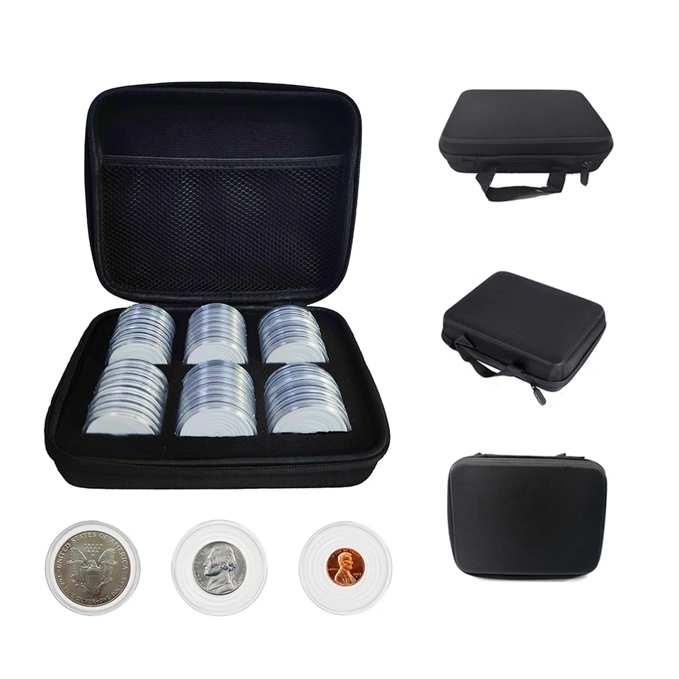 100 Cápsulas Para Monedas + Caja Organizadora - Varios Tamaños (18-30mm)