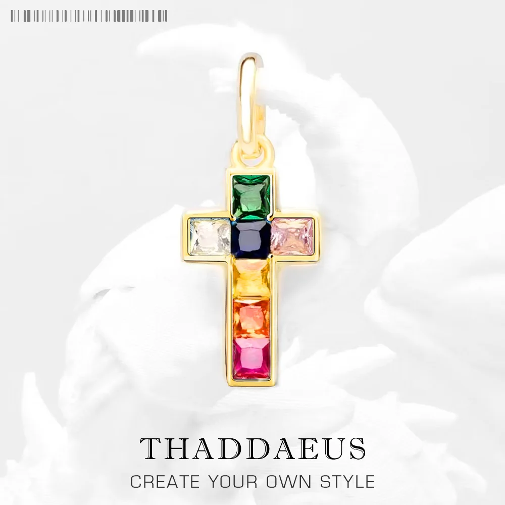 NKlaus Ciondolo Croce Ortodossa In Argento 925 | Con Zirconi | Colori Arancione, Blu, Rosa, Verde - 2