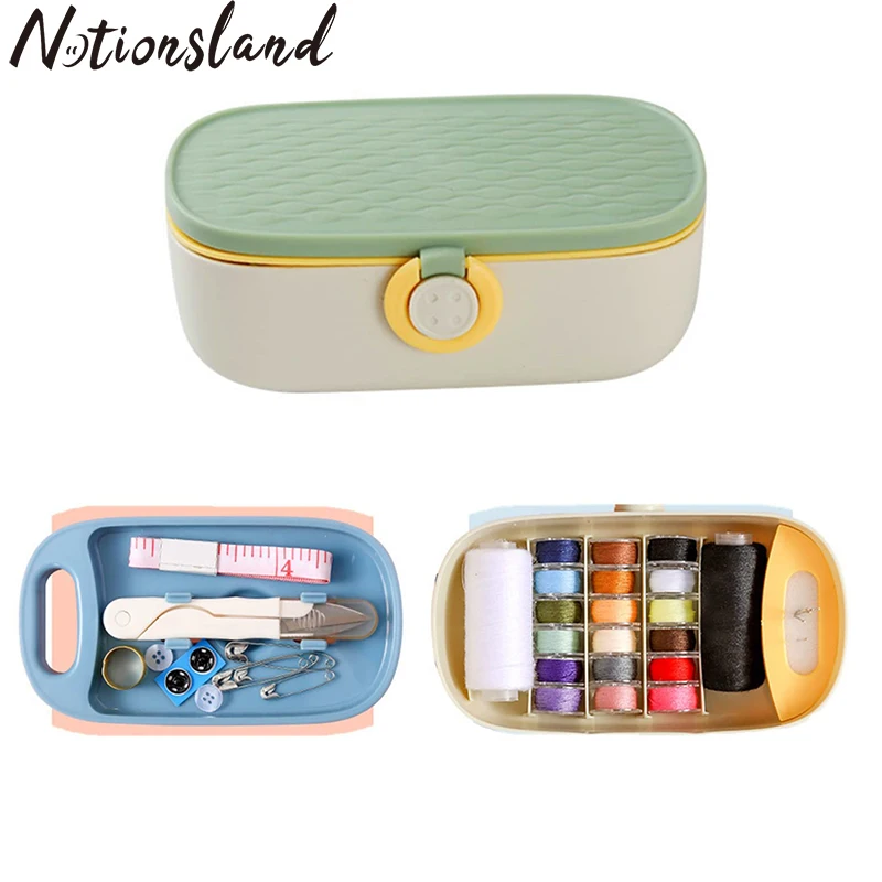 

1Set Household Multi-function Needle Thread Storage Box Portable Travel Mini Sewing Box Family Hand Sewing Supplies