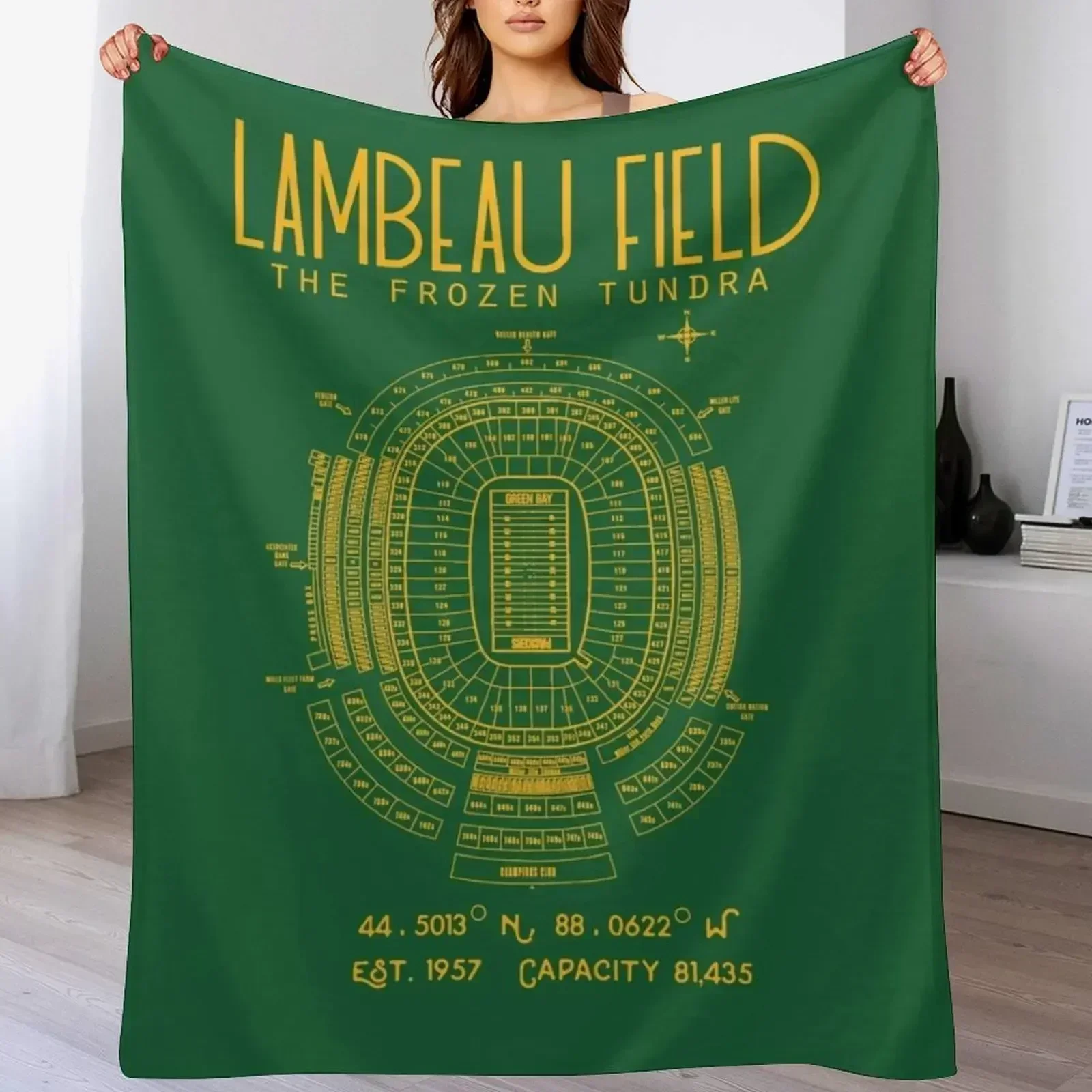 Green Bay Packers Lambeau Field Stadium Poster Print Throw Blanket Soft Plush Plaid Comforter heavy to sleep Blankets 4