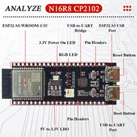 ESP32 S3 Development Boards with Expansion Adapter Kit 2.4G Wifi BT Module ESP32-S3-1 N8R2 N16R8 44Pin Type-C ESP32-S3 - Image 3