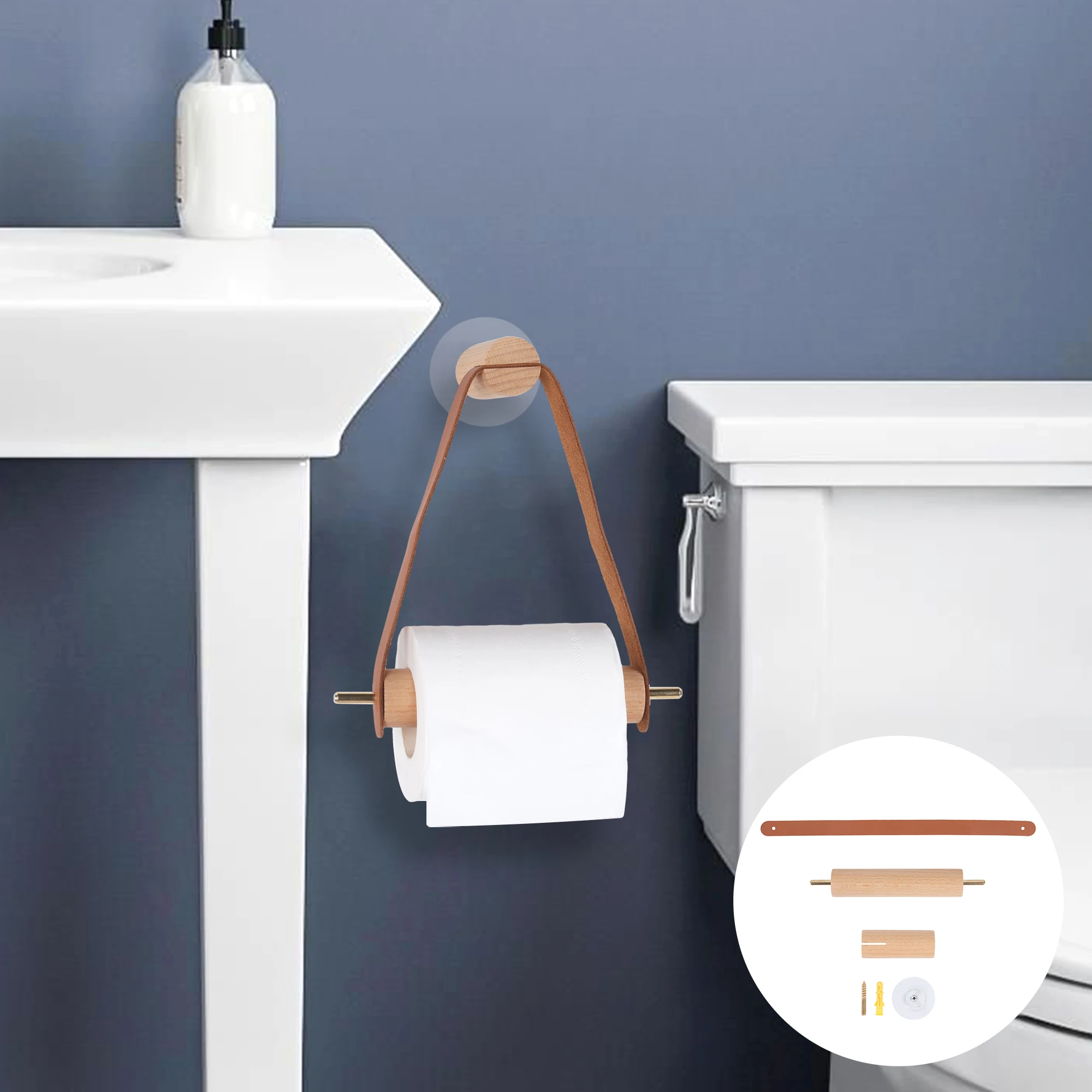 Kitchen Vertical Paper Towel Holder Bathroom Toilet Wooden Pure
