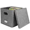 Simple Fabric Storage Box Foldable Covered Storage Box Large Capacity Dustproof Vinyl Record Organizer Box Home Supplies 6