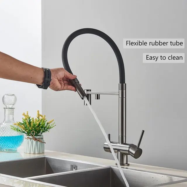 Rubinetto Da Cucina A Parete Con Beccuccio Pieghevole 360&deg; | Ottone Cromato | Per Lavello Singolo O Doppio