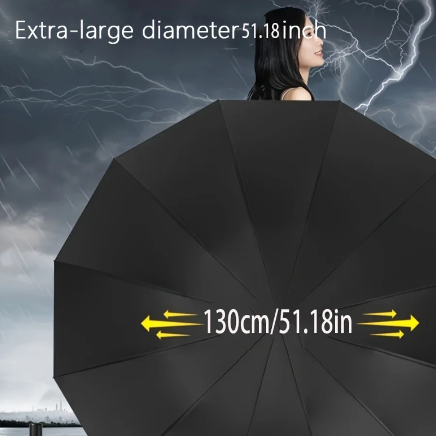 Large 10 Bones Solid Color Umbrella Large Format Outdoor Sunshade Rain Protection Windproof Umbrella