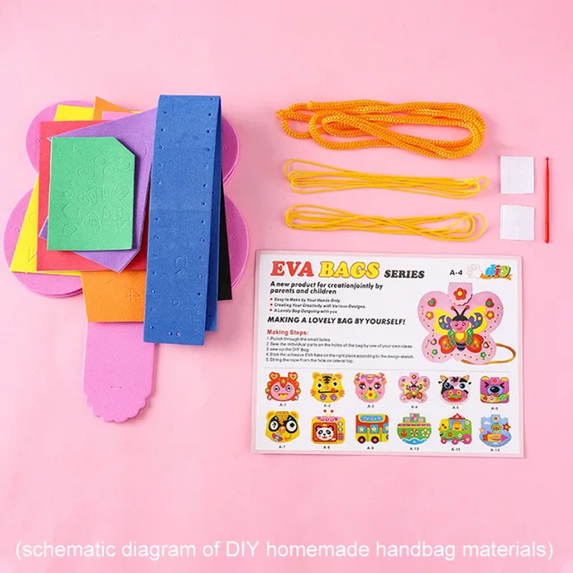 Children DIY Non-Woven Fabric Handbag Kids Handmade Craft Toy Mini Colorful Cartoon Fabrication Bag Arts Crafts Educational Toys 3