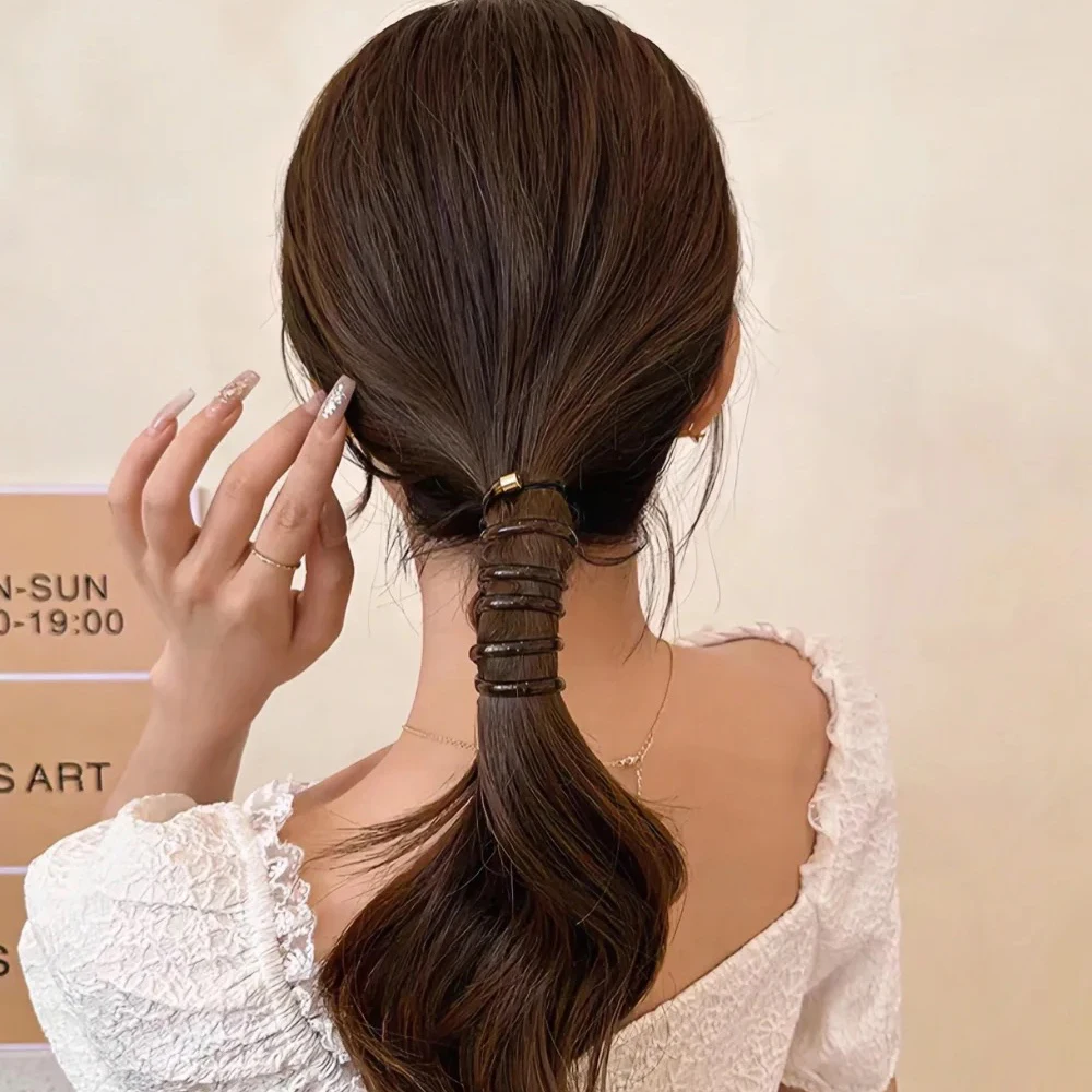 Telephone Wire Hair Ties Loop Women Girls Solid Color Elastic