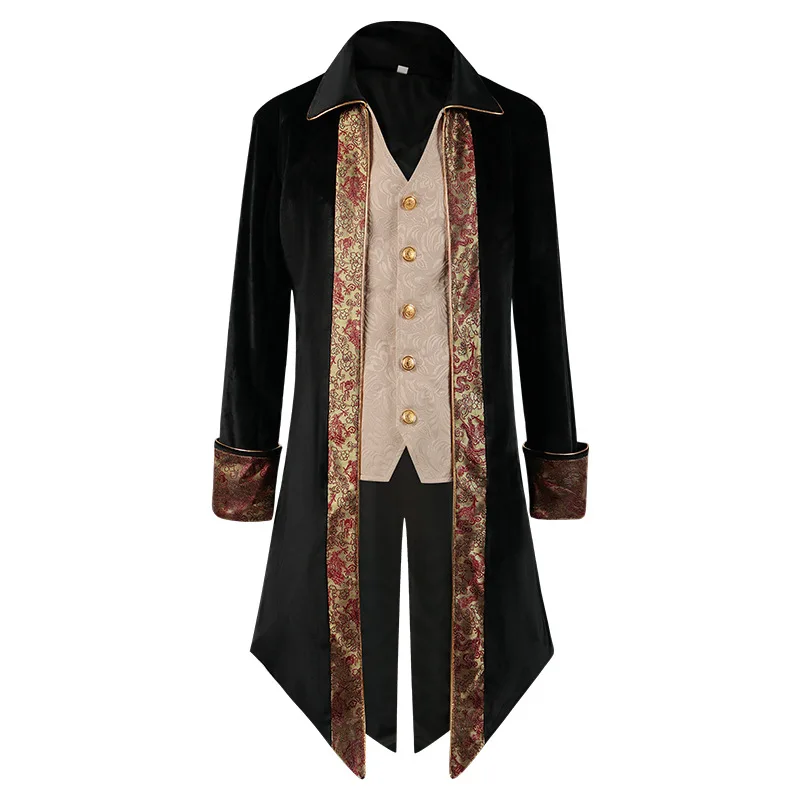 

Medieval Tuxedo Steampunk Vintage Victorian Long Sleeve Windbreaker Medieval Vintage Suit Prince Costume For Men