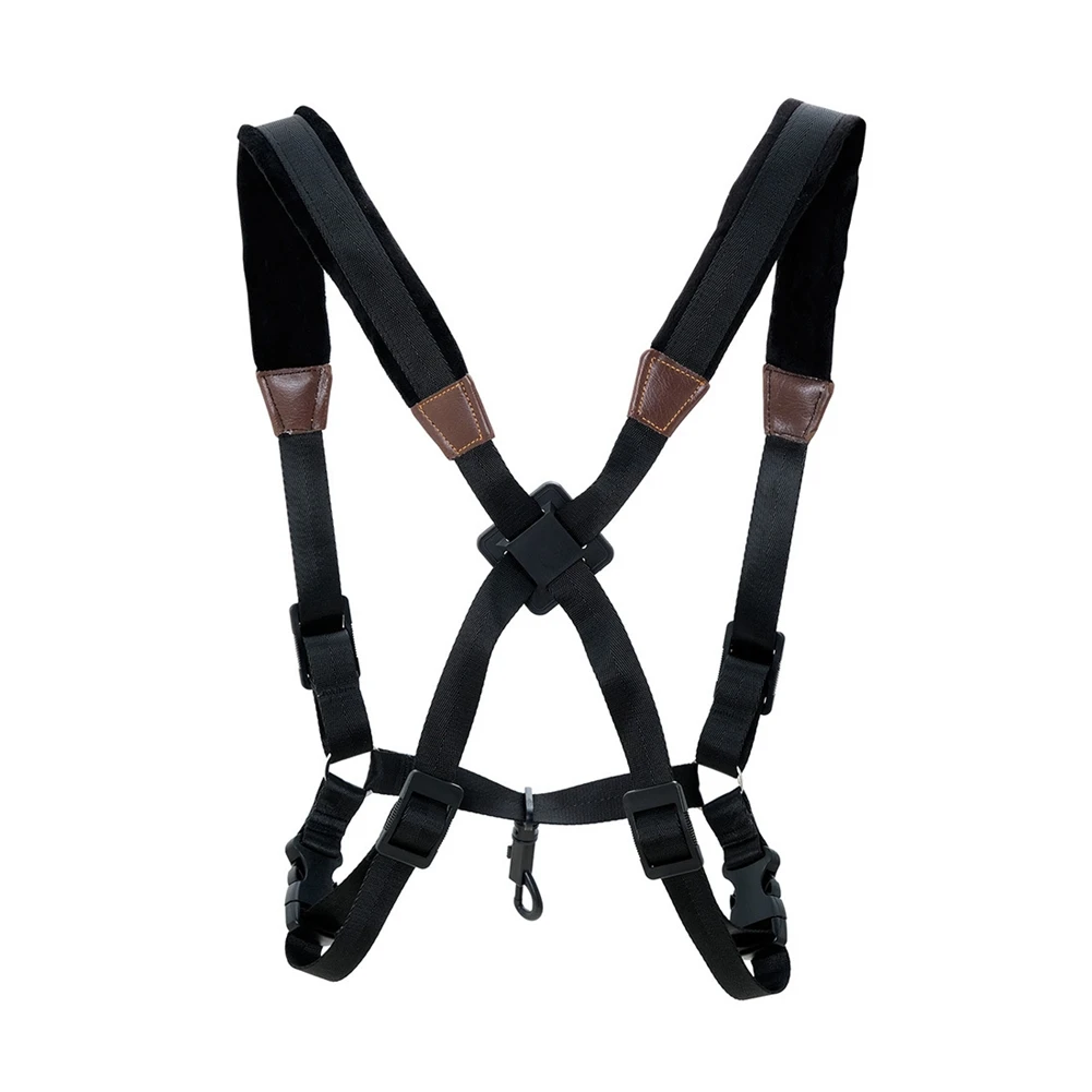 

Saxophone Strap,Universal Double Shoulder Leather Strap for Sax, Adjustable Padded Harness Strap for Baritone Tenor