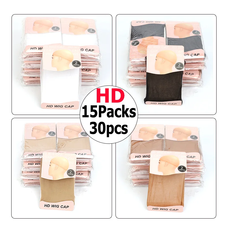 Wig Caps Thin HD Transparent Invisible Sheer 30Pcs 15Packs