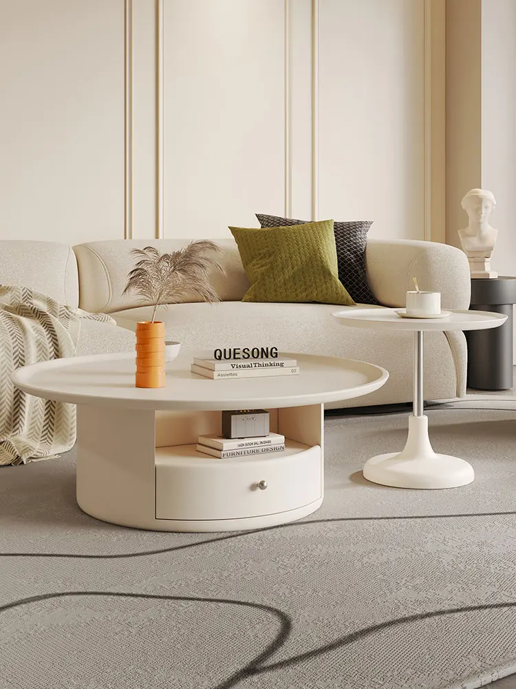 

Круглый Чайный столик в кремовом стиле, домашний маленький столик для гостиной, роскошный, современный и простой маленький чайный столик