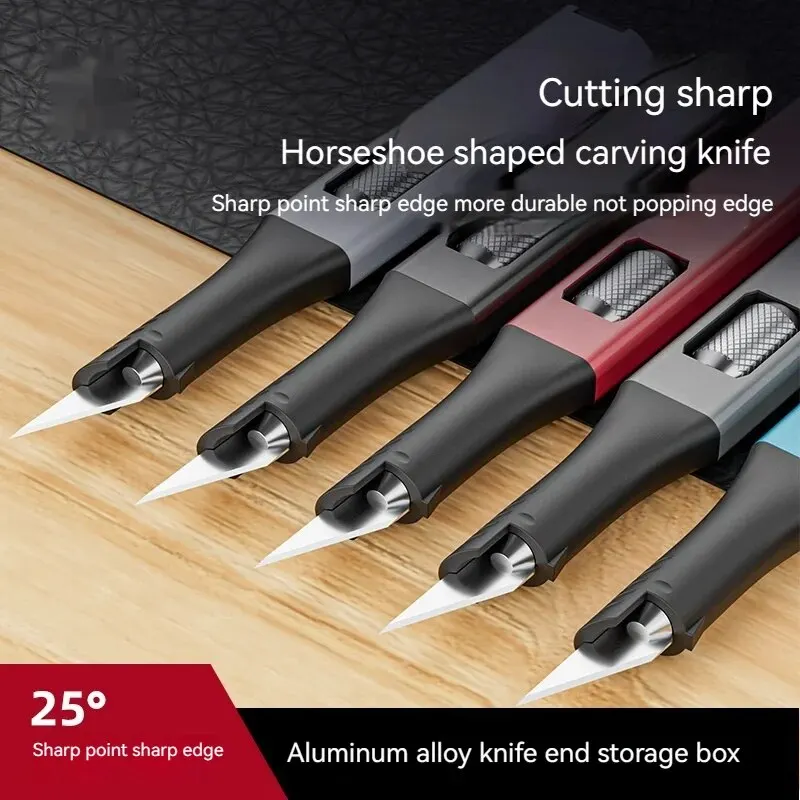 Carving knife Pen-shaped DIY Aluminum Handle Comes with 5 Replaceable Horseshoe Art Blades
