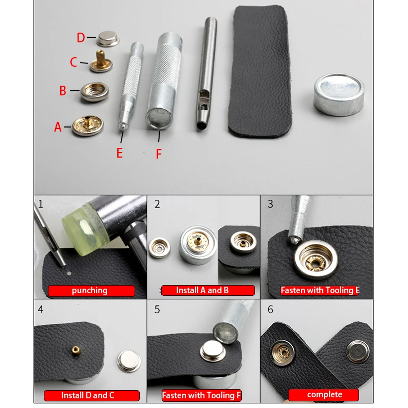 1sets handwork Button Dies For Brass Fastener Snap Kit Heavy Duty Snap Button Press Stud Cap DIY