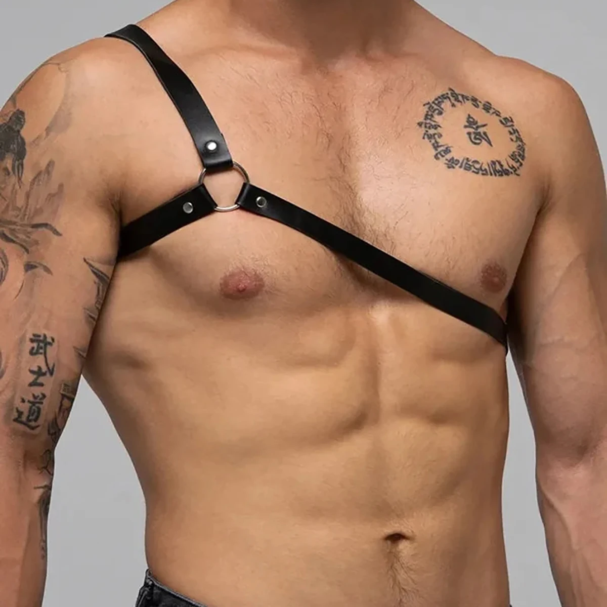 Sexy Men Harness Leather Chest Harness Belt Metal Rivets Fetish Gay Adjustable Belt Punk Rave Erotic Fetish Clothing Accessorie