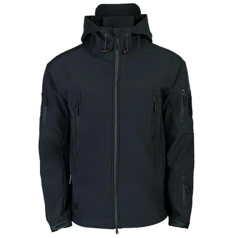 Men's winter coat casual fleece insulation soft shell windproof waterproof jacket coat windproof camouflage hat parka coat