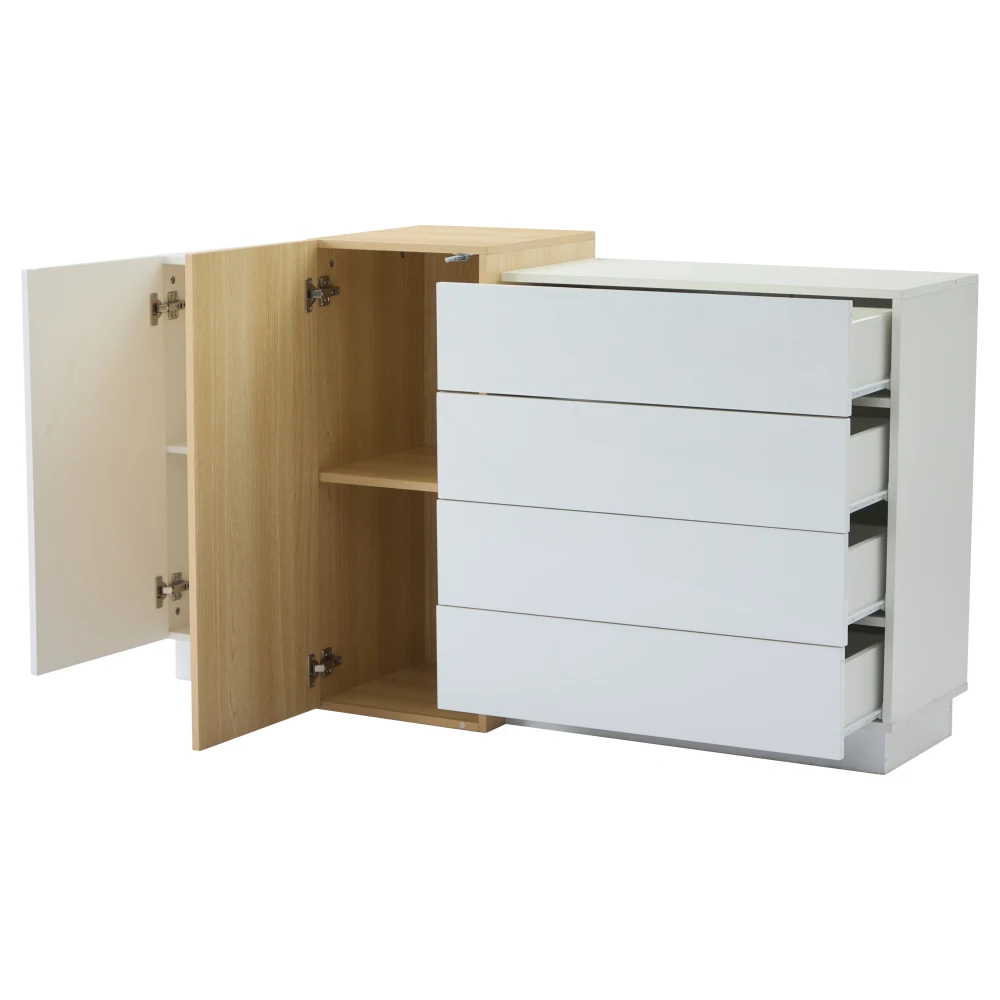 Weißes Hochglanz-Sideboard Modernes Minimalistisches Design Multifunktionaler Esszimmerschrank mit Stauraum Robuster Aufbewahrungsschrank – Detail 12
