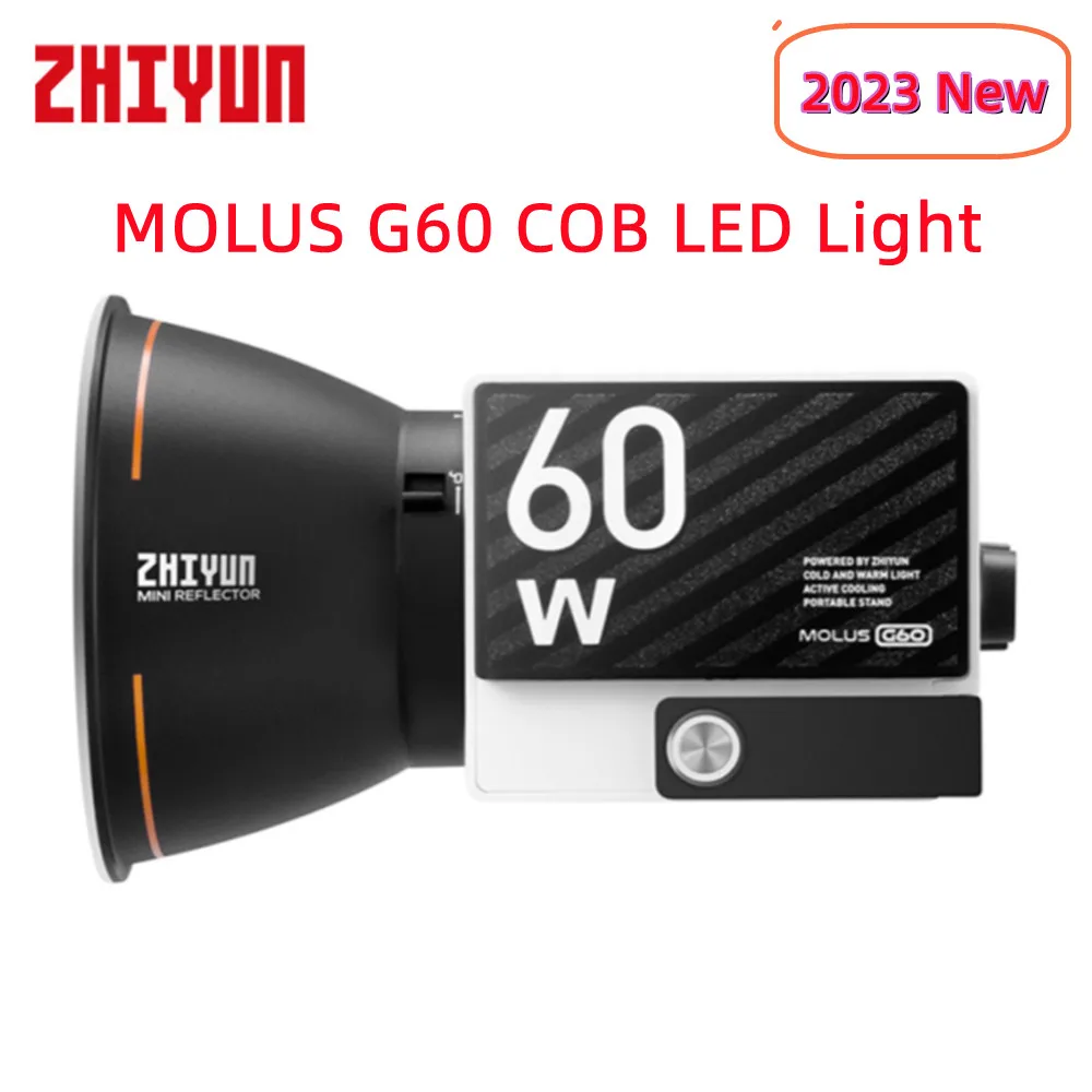 

Лампа ZHIYUN MOLUS G60 с монолитным блоком светодиодов, 60 Вт, мини-лампа с монолитным блоком светодиодов 2700K-6500K, 2376LUX, лампа с креплением ZY для фотосъемки, видеосъемки