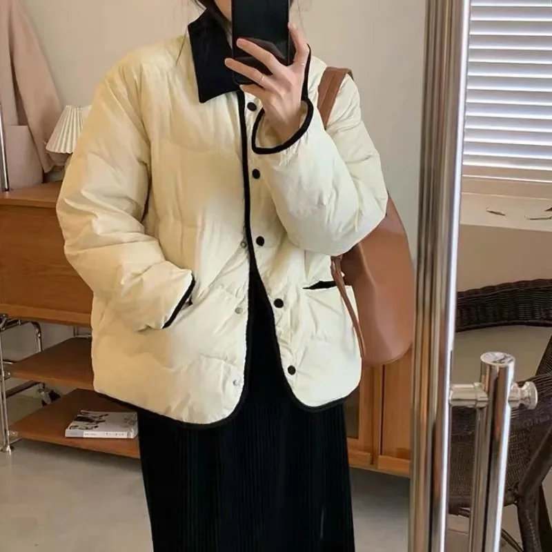 2024 New Women Down Jacket Winter Coat Female Short Parkas Versatile Sense of Design Outwear Leisure Time Temperament Overcoat