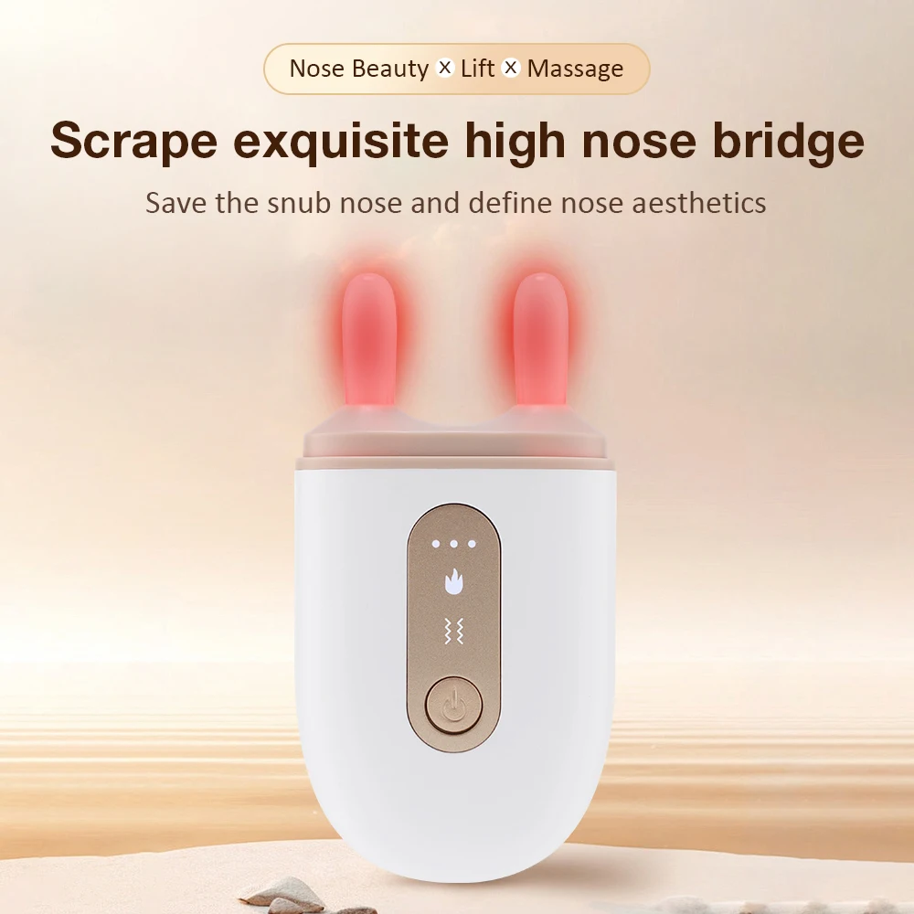 Electric Nose Shaper Lifting Device Facial Skin Scraping Tightening Jade Infrared Hot Compress Nose Vibration Massage Tools