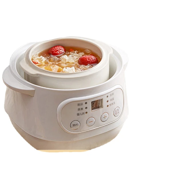  Tianji Electric Stew Pot, Ceramic Soup Porridge Cooker, Slow  Cookers with Lid, 1L, White: Home & Kitchen