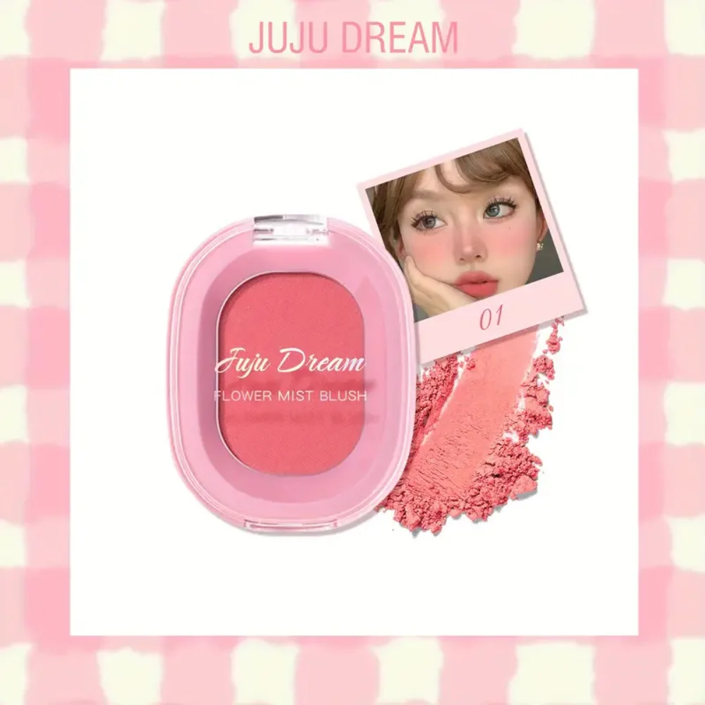 Blush em pó monocromático matte, blush nude natural, iluminador de longa duração, à prova d'água, fácil de aplicar, seguro para o Natal._voghion.com