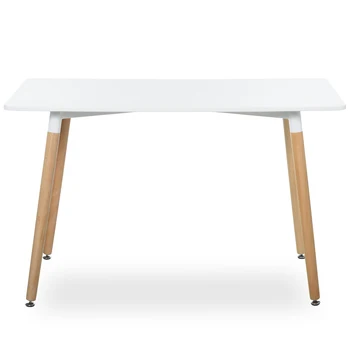 HOMCOM tavolo da pranzo in stile nordico con gambe in legno 120x60x75 cm bianco 1