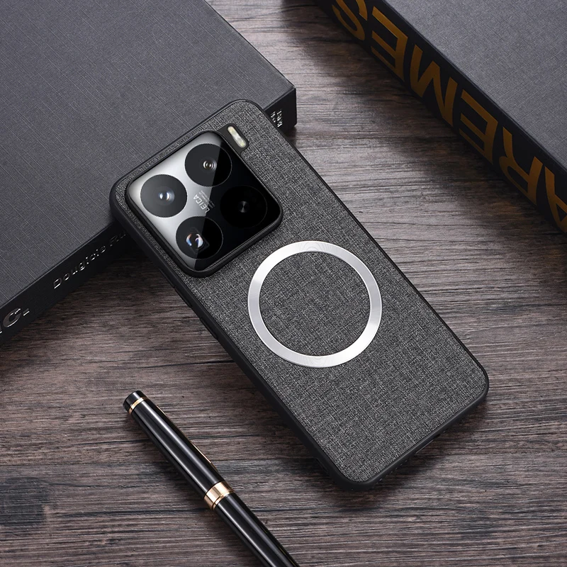 Magnetic TPU + PC Anti-Slip Ultra Thin Woven Textile Pattern Phone Case