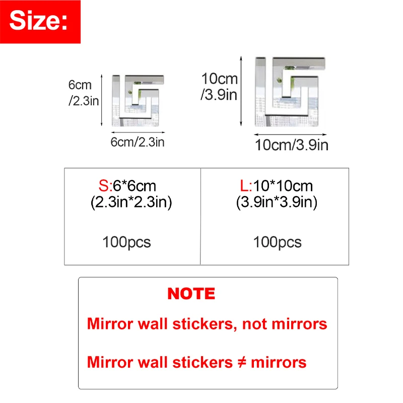 100pcs Labyrinth Waistline Acrylic Mirror Wall stickers for Living room DIY frame Bedroom Bathroom Glass stickers Home decor