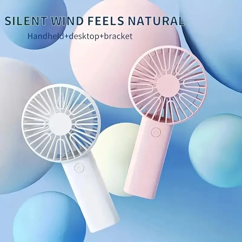 2026 Mini USB Charging Handheld Fan Desktop Small Fan With Mobile Phone Holder Portable And Simple Outdoor Small Fan 2