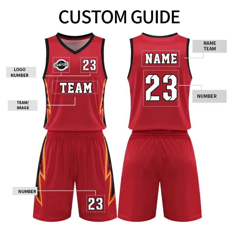 Design Breathable Basketball Shirt Sport Wear Quick Dry Collage Team Basketball Jersey Set Mens Uniform 5822