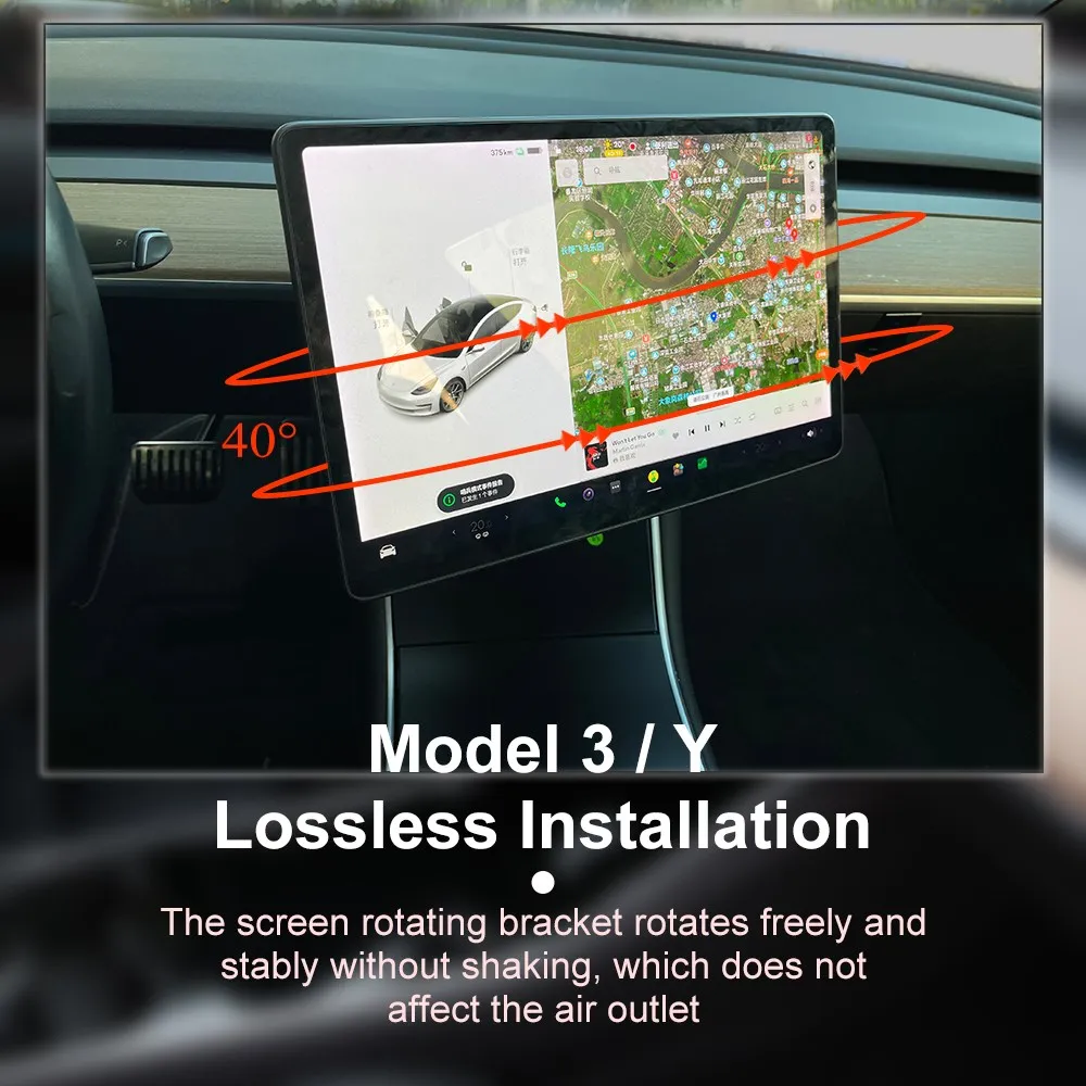 Tesla Screen Rotating Bracket Screen Swivel Tilt Mount For Tesla Model 3 Model Y Center Console Navigation Screen Rotating Holder Bracket Interior Accessories
