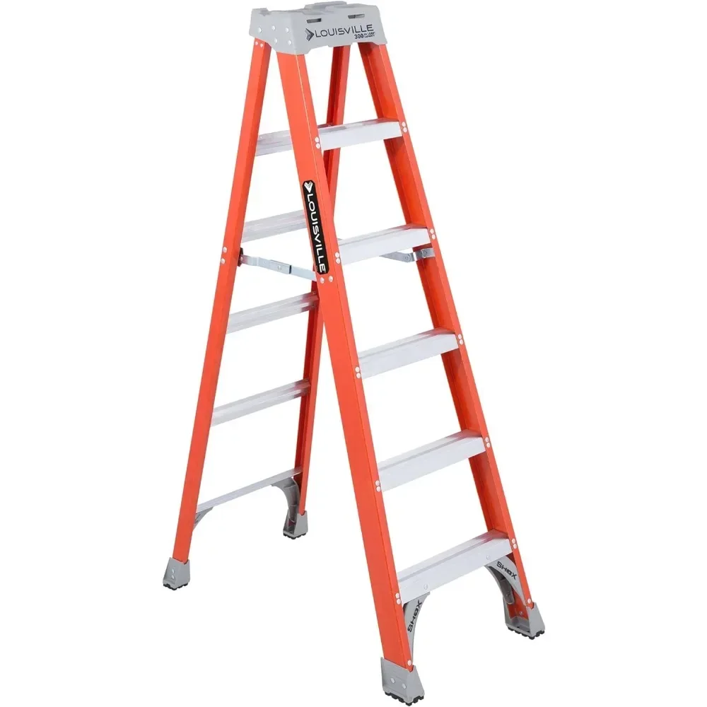 Folding Step Ladder Louisville 6-Foot Fiberglass 300-Pound Capacity