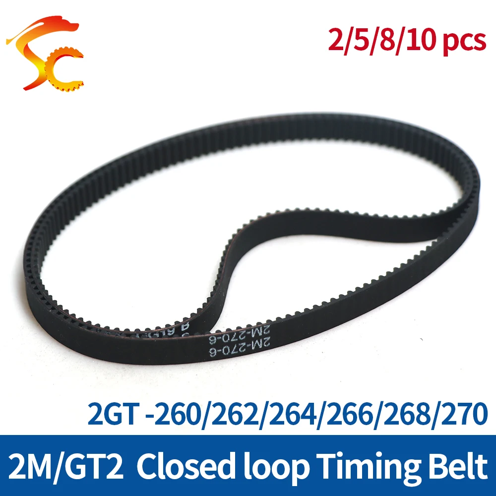 

Spot 2M synchronous belt GT2 rubber closed loop belt length 260/262/264/266/268/270 width 6/9/10/15mm