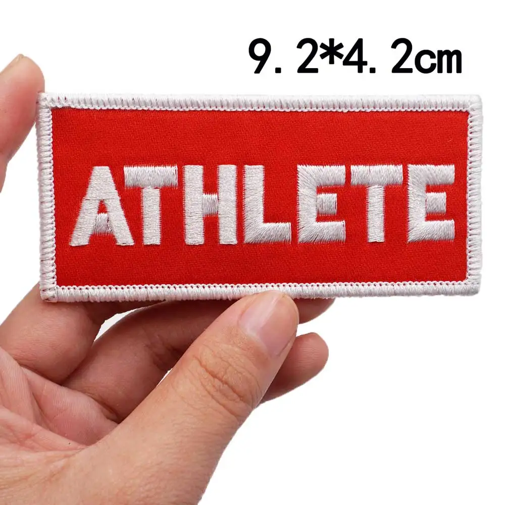 Etiquetas de nombre de atleta, parches bordados con respaldo de gancho para  insignia de ropa