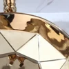 Monite Golden Plated Ceramic Round Bathroom Combine Faucet Set Lavatory Washbasin Sink Diamond Setting Mixer Faucet w/ Pop Drain 5