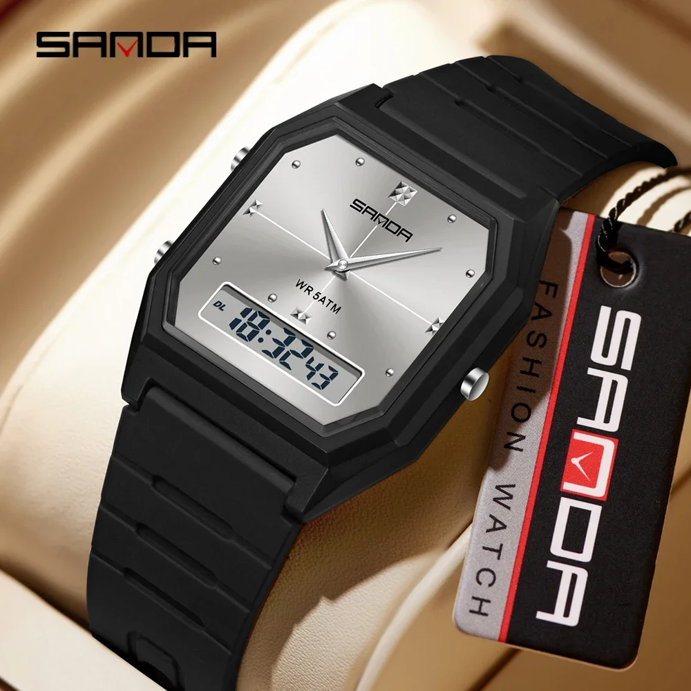 SANDA New Fashion Waterproof Dual Display Digital Leisure Watch