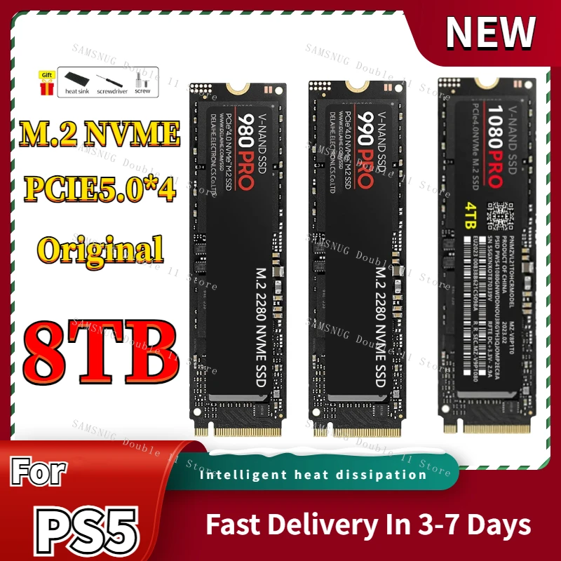 

2023 Newest Original 990PRO 4TB 2TB 1TB SSD Internal Solid State Disk M2 2280 PCIe Gen 4.0 X 4 NVMe for PlayStation 5/PS5/Laptop