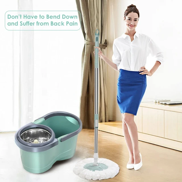 Stainless Steel Double Drive Rotary Mop Mopping Bucket Household Free Hand  Wash Automatic Dry Mop Bucket - Mops - AliExpress