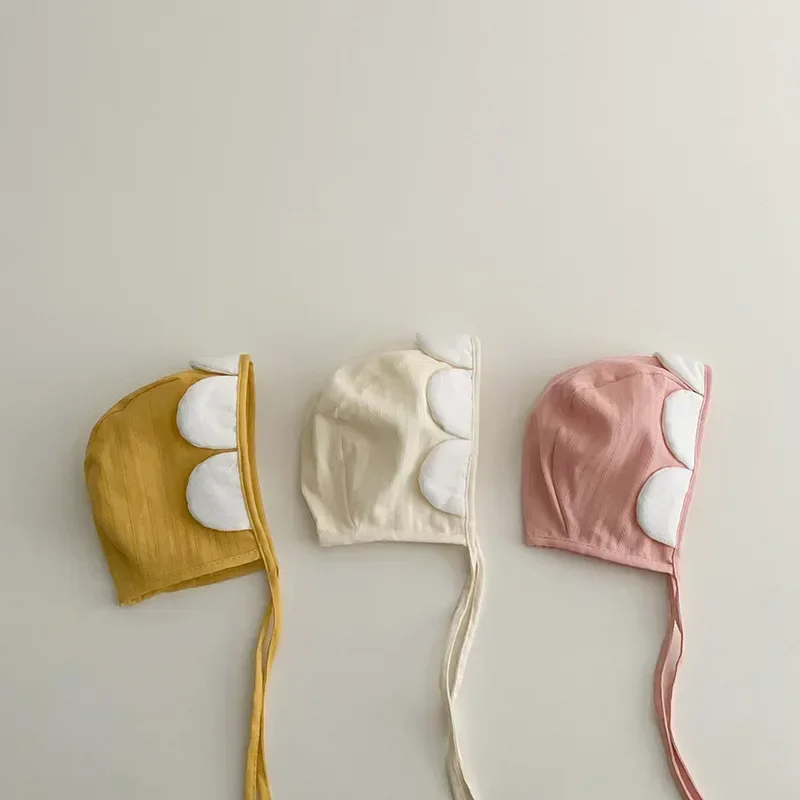 Charming Floral Sun Hat for Babies - Windproof, Spring/Summer, White Beanie