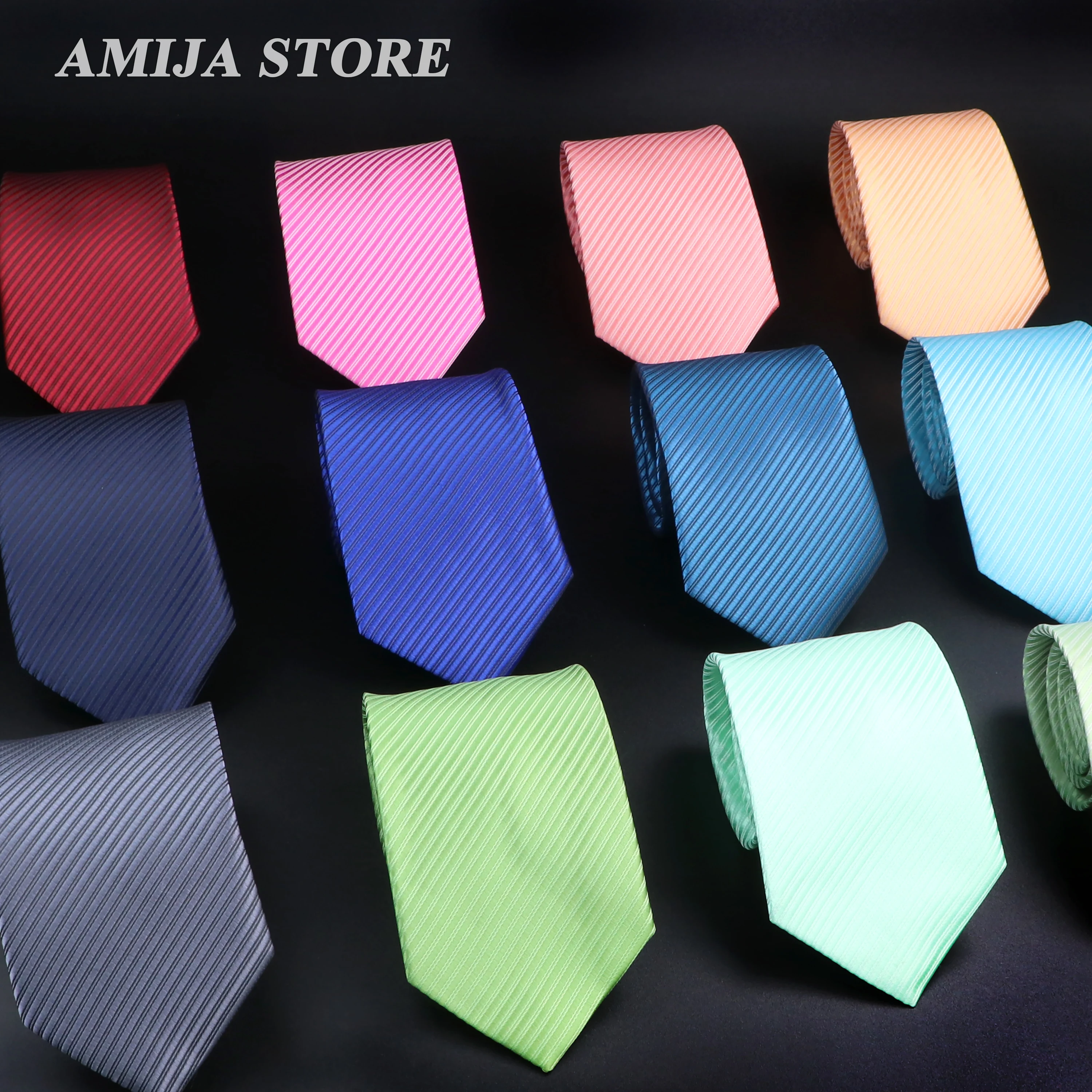 

New Soild Color Twill Tie Colorful Polyester Ties 7.5cm Width Teal Blue Green Necktie Party Wedding Best Daily Gift Accessories