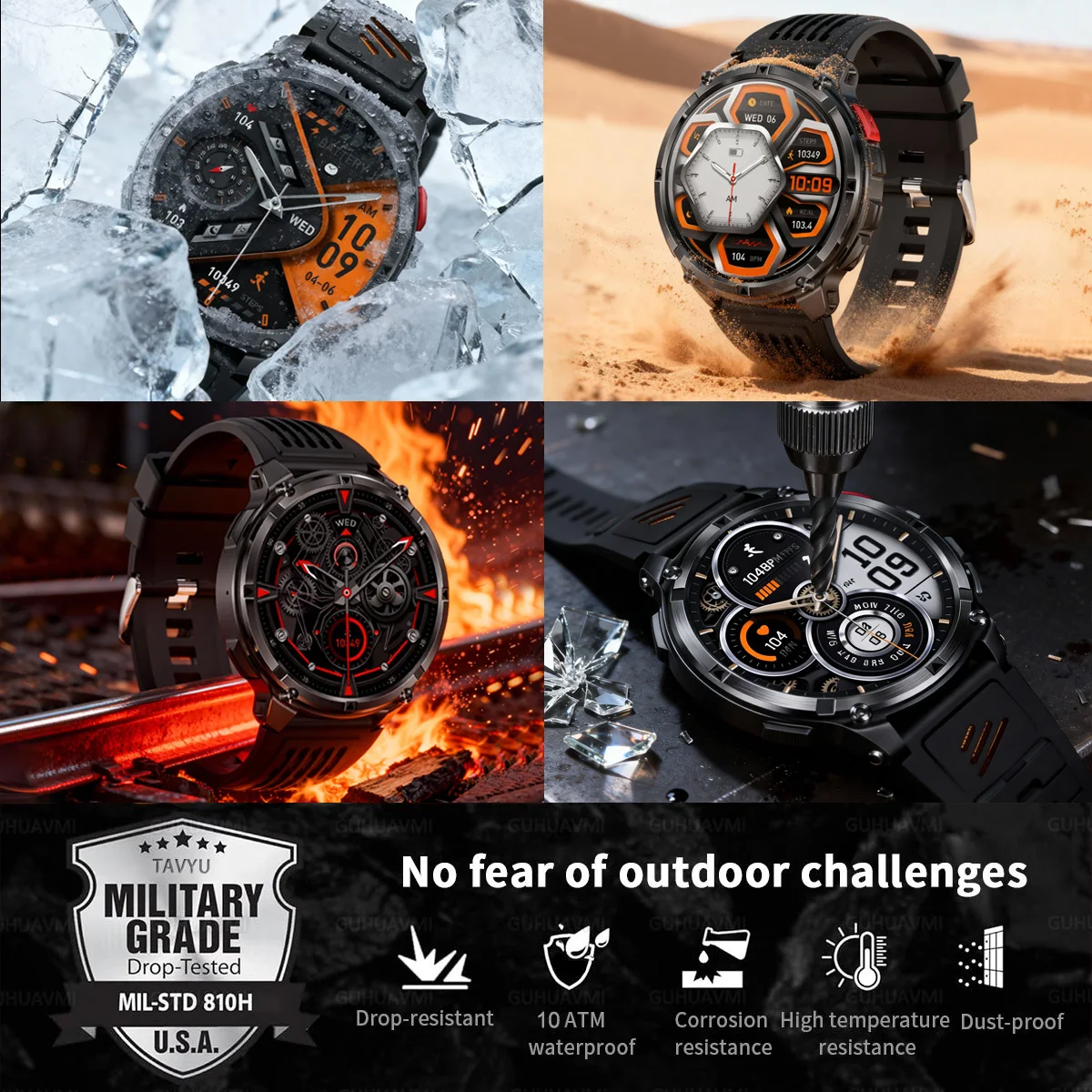 2026 New T-REX3 GPS Outdoor Smart Watch 1.7inch AMOLED 1100mAh Large Battery 10ATM Waterproof Call Sports Men Fitness Bracelet
